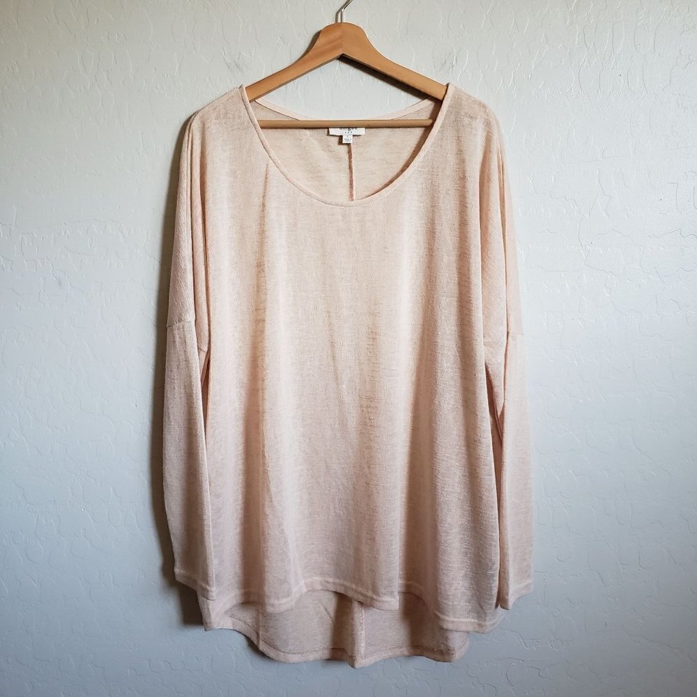 Umgee Oversized Slouchy Semi-Sheer High-Low Hem Tunic Top Size Women's Large